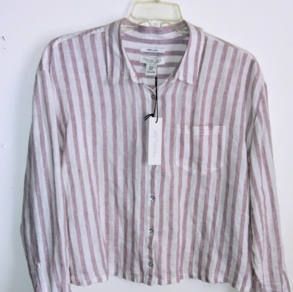 RACHEL ZOE Cropped Linen Shirt